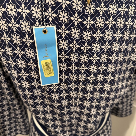 NWT Draper James Navy and White Patterned Fit-and-Flare Dress - Picture 6 of 7